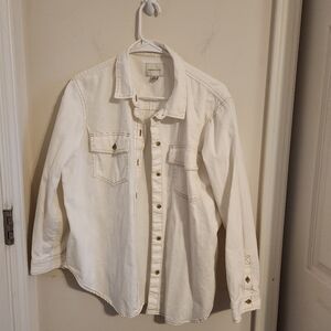 American Eagle Outfitters White Denim Button Up Shirt Medium